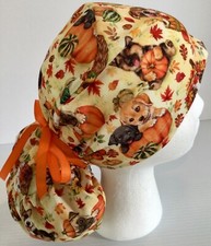 Fall Puppy Medical Ponytail Pouch Surgery Scrub Cap Chef Hat Pediatric Dental
