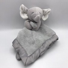 Carters Gray Elephant Lovey Security Blanket Soft Satin Back Edges Sleepy Eyes