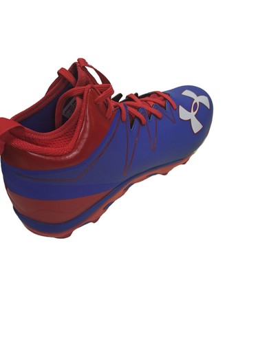UA Under Armour Nitro Mid Football Cleats MEN'S Size 13.5 Red / Blue - Picture 5 of 7