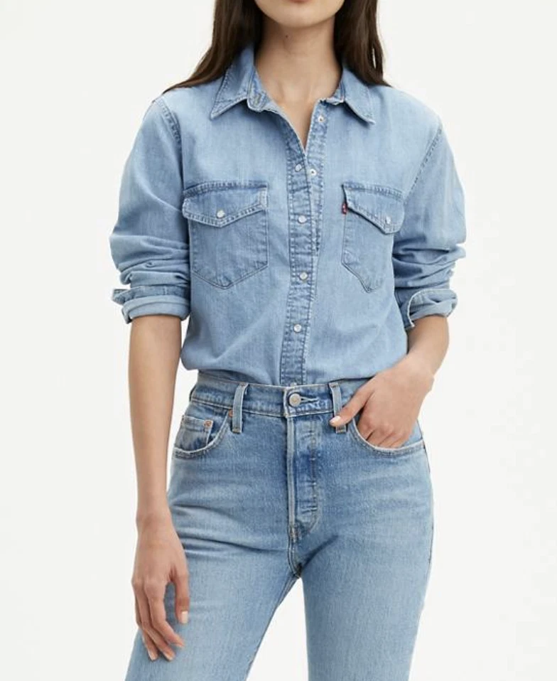 RE/DONE Button-down blouse - light-blue denim - Zalando.co.uk