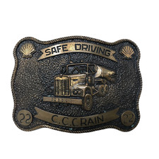 VTG Shell Oil Company Safe Driving Belt Buckle Tanker Gas CCC Rain Advertising