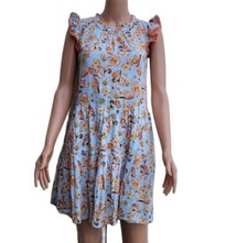 THML Cotton Blue Floral Dress Boho Country Cottage Summer Size S Small