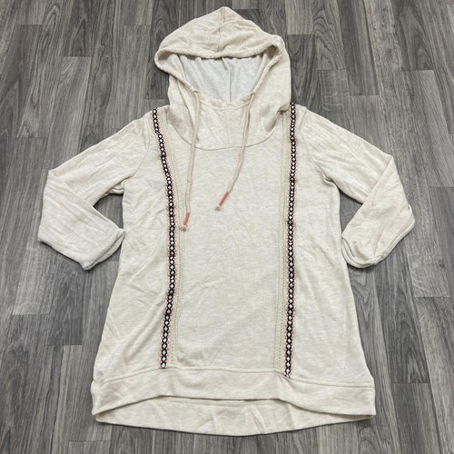 MAURICES Drawstring Tie Pullover Tan Hooded Sweatshirt Hoodie Women's Size M - Picture 5 of 11