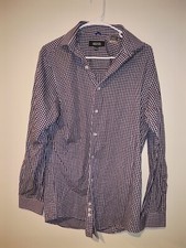 Mens M Kenneth Cole Reaction 15.5 34/35 Plaid Button Up Long Sleeve