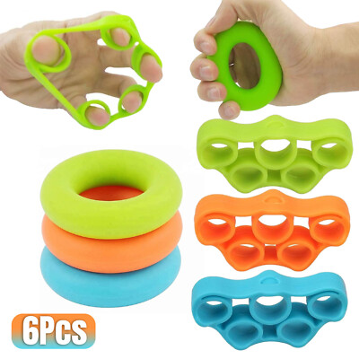 #ad 6x Finger Hand Exerciser Strengthener Wrist Forearm Grip Trainer Resistance Band $9.99