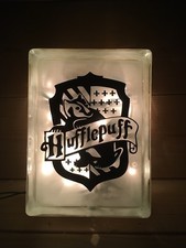 Harry Potter Hufflepuff crest Nightlight Light Lighted Glass Block Hogwarts