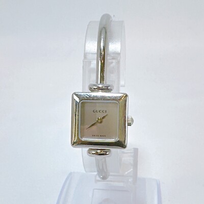 GUCCI 1900L Silver Quartz Watch Dial Vintage Women's Used Working