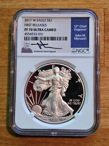 2017-W Silver Eagle $1 NGC PF70 Ultra Cameo - First Releases / John M. Mercanti