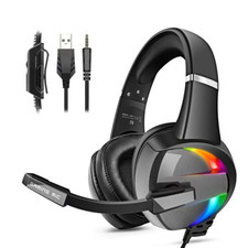 RGB Gaming Headset with Noise Canceling Mic & Surround Sound for PS5/PC/Xbox