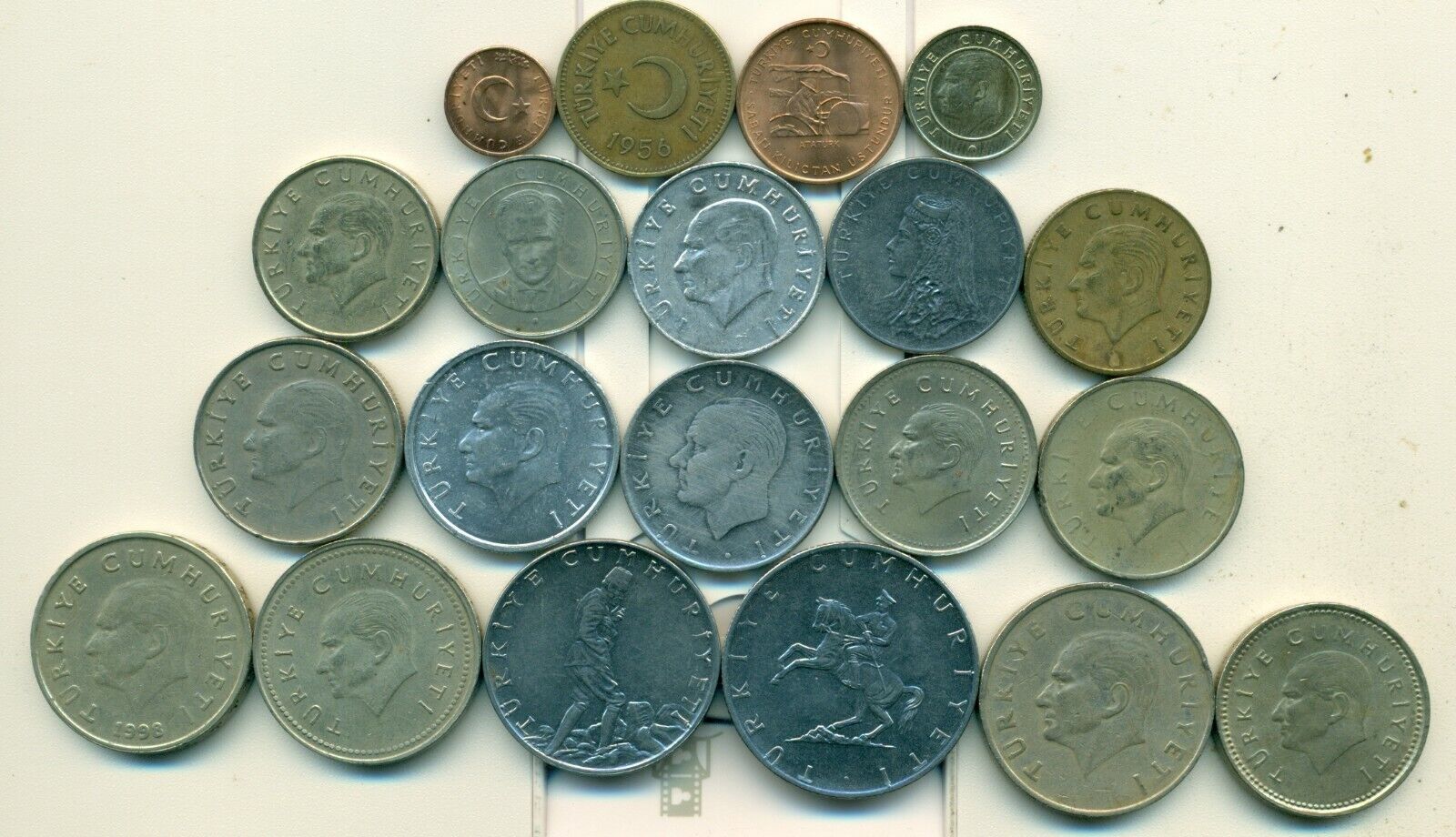 20 DIFFERENT COINS from TURKEY (20 DIFFERENT DENOMINATIONS/1956-