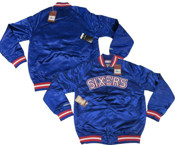 フィラデルフィア76ers Mitchell & Ness ジャケット New Philadelphia 76ers Mens Mitchell & Ness Satin Button