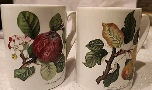2 Portmerion POMONA Mugs: Leinton Squash Pear & Hoary Morning Apple- Numbered