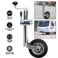 New Heavy Duty Caravan Jockey Wheel & Clamp 48MM Trailer Plastic Rim Wind Handle