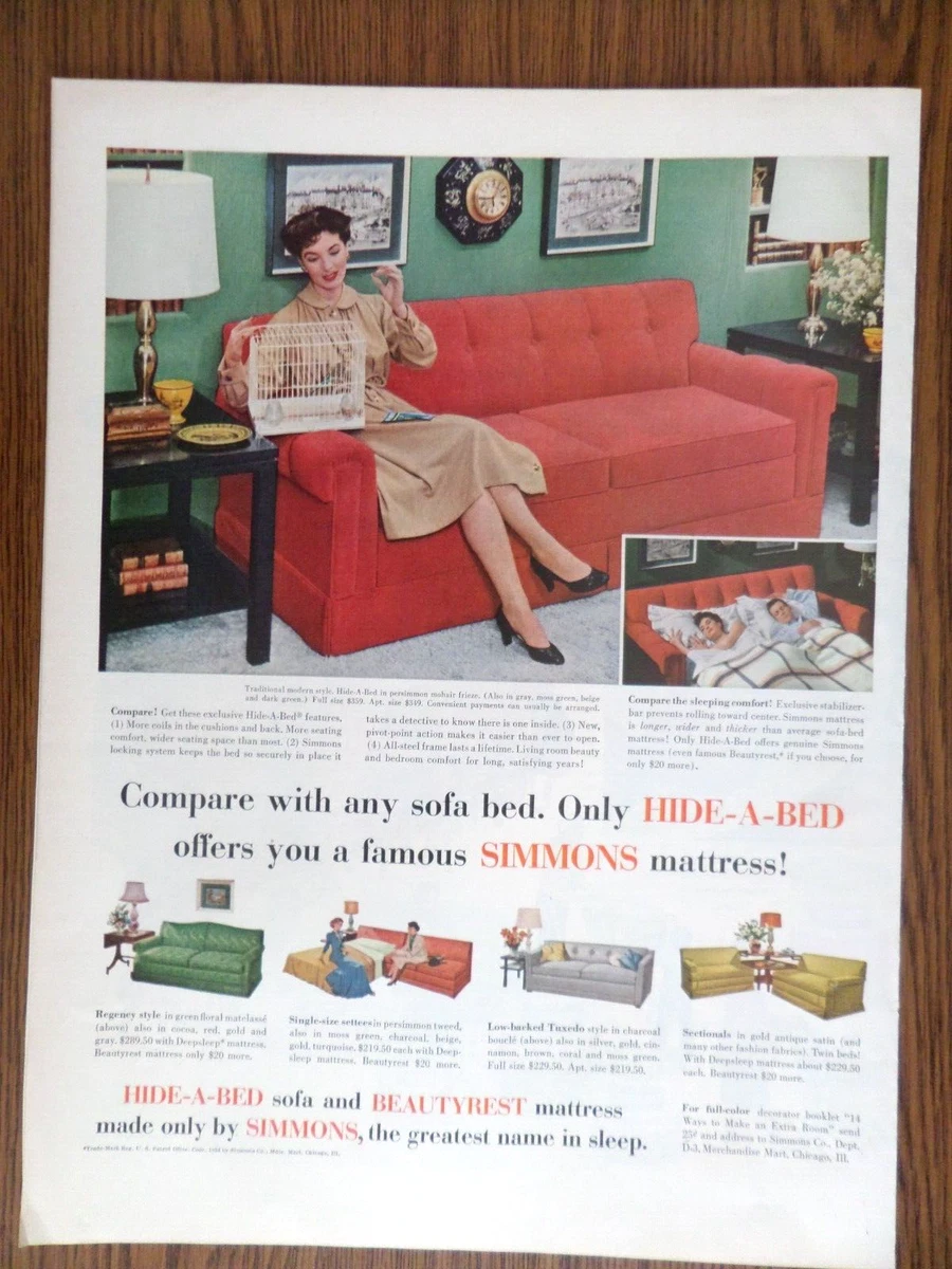 1954 Simmons Beautyrest Hide A Bed Sofa