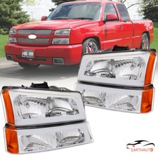 Pair Chrome Headlightsbumper Lamps Led Drl Fits 03-07 Chevy Silverado Avalanche