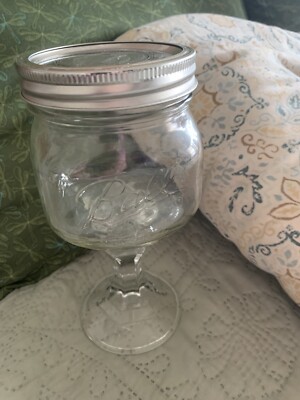 Unusual Stemmed Ball Jelly Jar Red Neck Wine Glass With Lid | eBay
