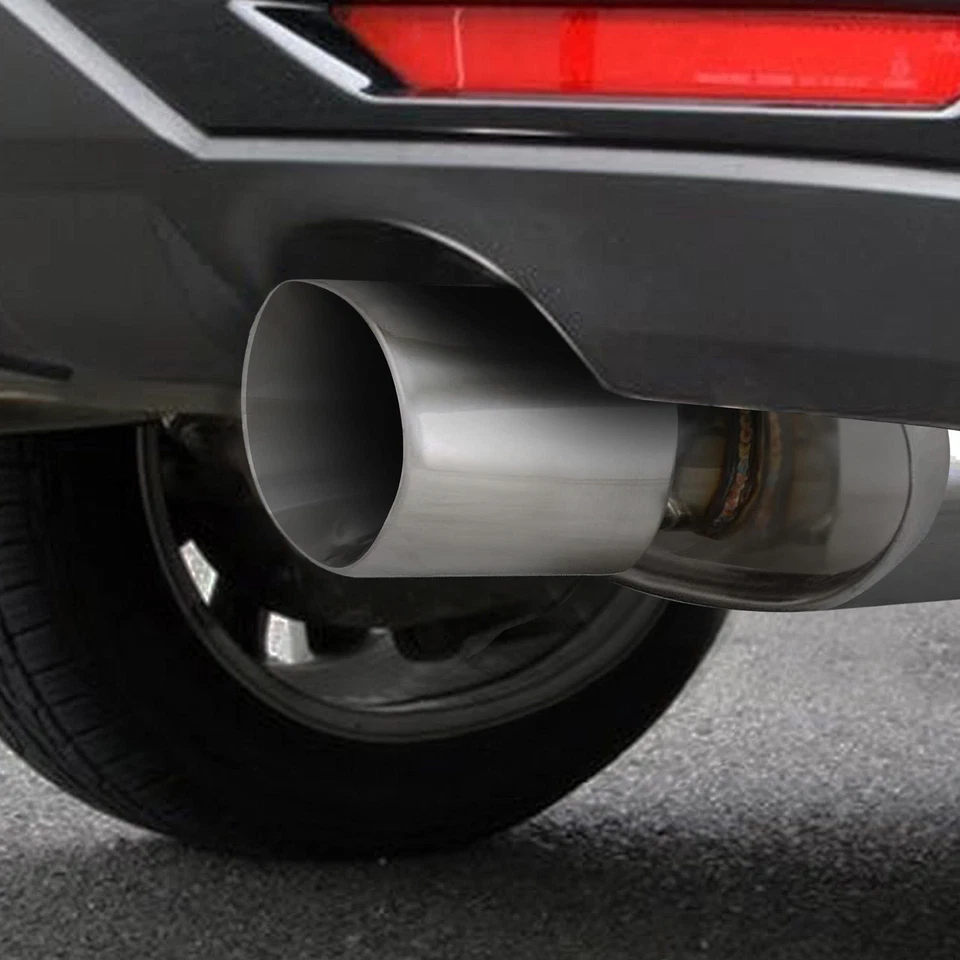 DOUBLE-WALL SLANT TIP MUFFLER OVAL SPUN-LOCK TANK FOR NISSAN SUBARU POLISHED - Image 3 of 4