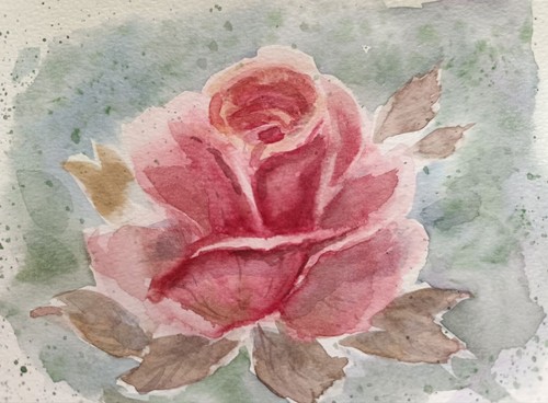 Original Artwork Modern Painting Flowers RED ROSE Floral Arts Home Wall Gift A6