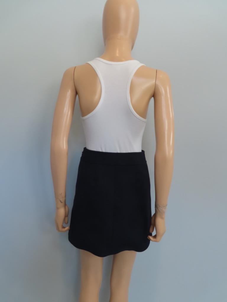 CELINE Ink/Navy Blue Double-Faced Wool Trapeze Mini Skirt