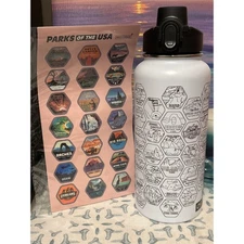 National Parks Water Bottle with 63 Waterproof Stickers