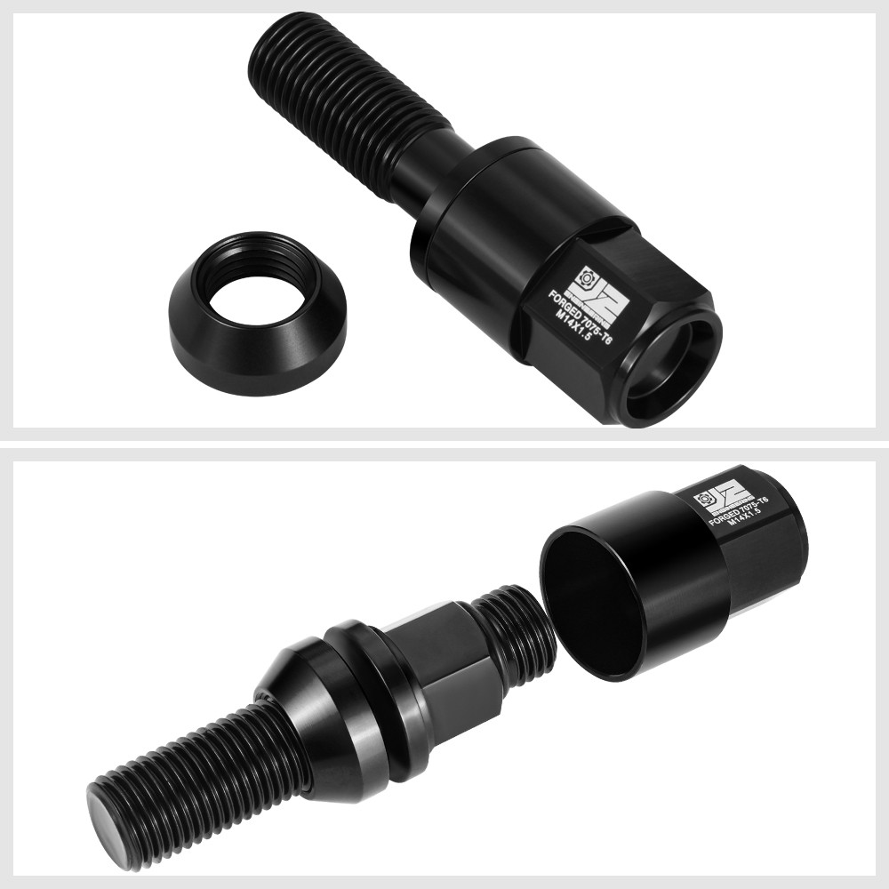 [J2] Fit 1992-2022 BMW/Maserati M14x1.5 Black Closed End Style Lug Nuts Set 20x