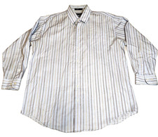 Nautica Mens Wrinkle Free Dress Shirt Sz 16.5x32/33 Blue Striped Button Up EUC