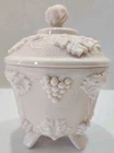 Vintage Jeannette Pink Milk Glass With Grapes Candy Dish Preowned