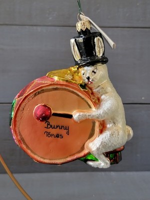 Vintage Christopher Radko BUNNY BEAT Ornament Featuring a Bunny Drummer