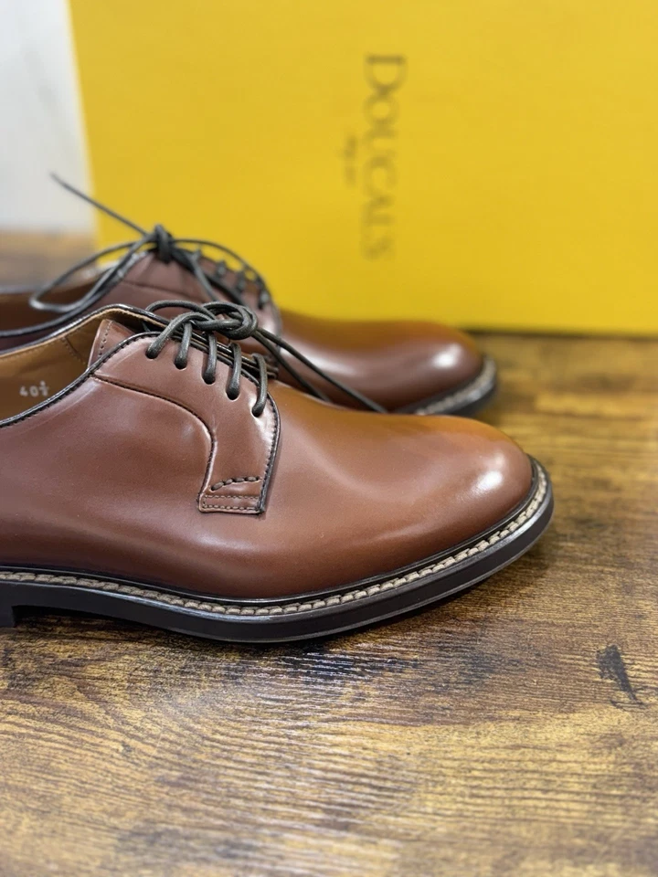 Doucal’s Derby Pelle Polish Castagno Luxury Doucal’s Scarpa Uomo 43.5 - Immagine 4 di 4