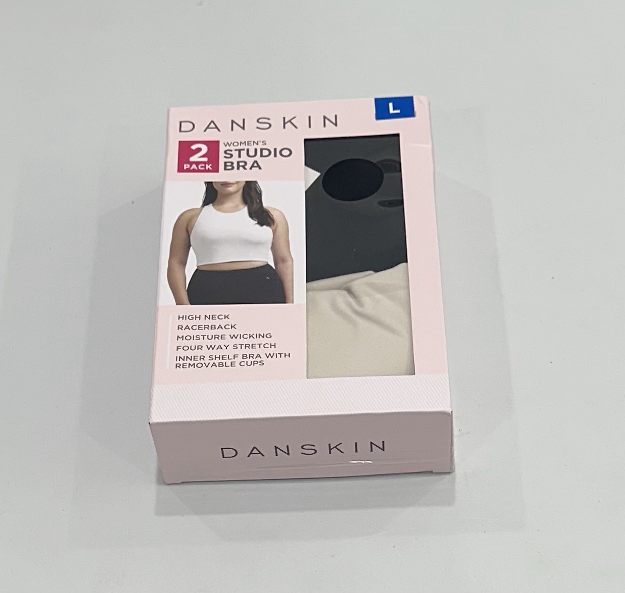 Danskin Women's 2 Pack Studio Bra Size L - Sports Bra Set, Open Box