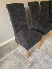 Velvet Dining Chairs: Set of 6 (Six): Dark Grey: Used: Wooden Legs: Modern Style