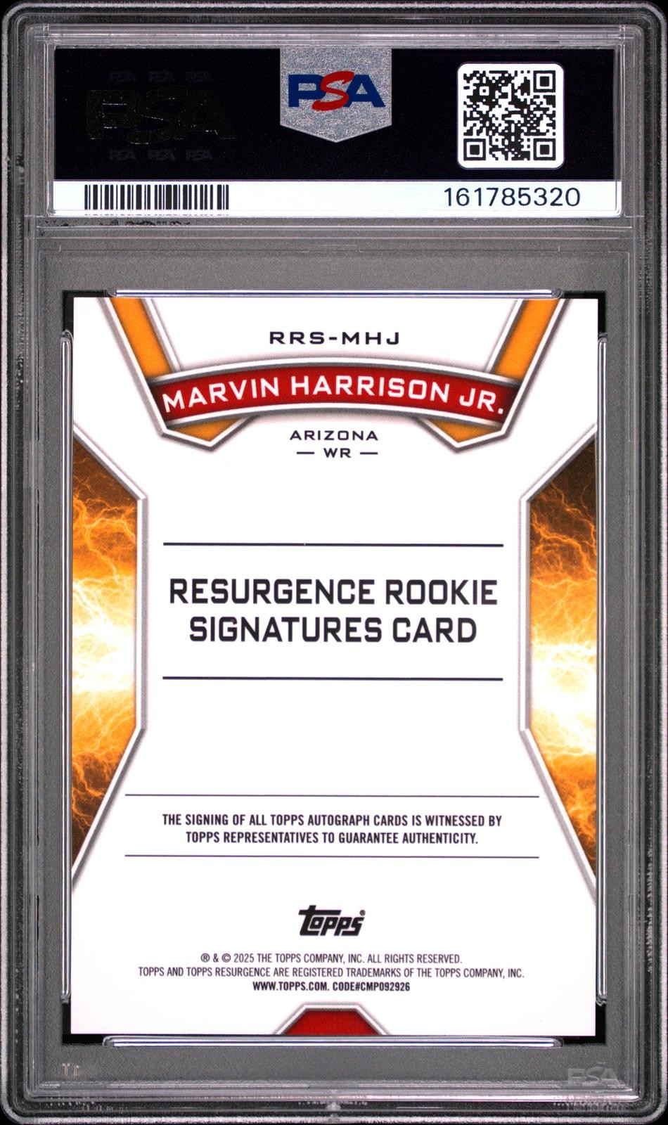 2024 Topps Resurgence Rookie Marvin Harrison Jr. RC Auto-Blue /99 PSA 9 view 2