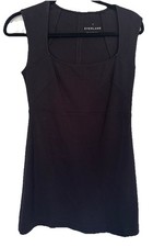 Everlane Black 90s Mini Dress Size XS Square Neck A Line Cap Short Sleeve Cotton