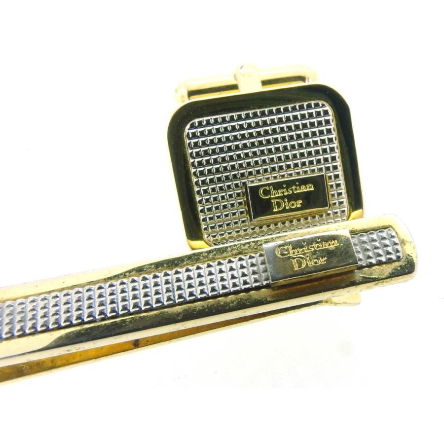 USED Tie Valentine Dior tie pin tie pin cufflinks men's set gold silver used thumbnail 6