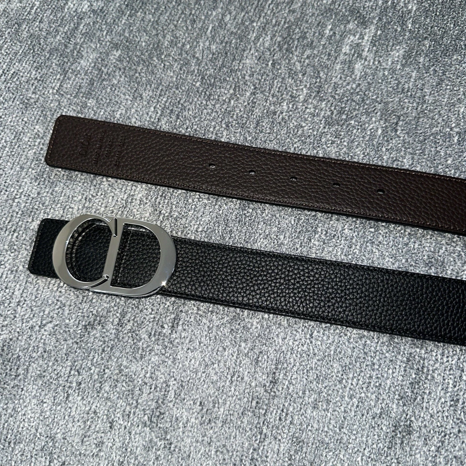 Christian Dior Belt Reversible Brown And Black Leather Size 36-38 - Image 2 of 4