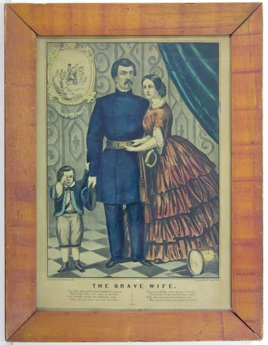 1860s GENERAL GEORGE McCLELLAN & FAMILY HAND COLORED CURRIER & IVES STONE LITHO