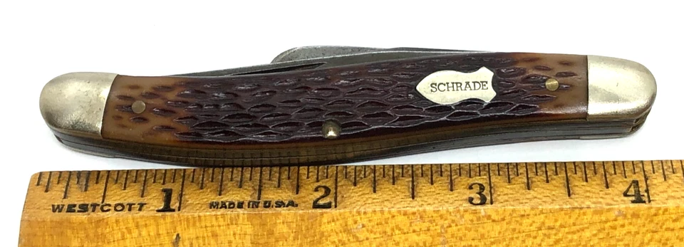 Винтажный карманный нож SCHRADE WALDEN 861 Serpentine Stockman с костяными ручками - Изображение 2 из 4