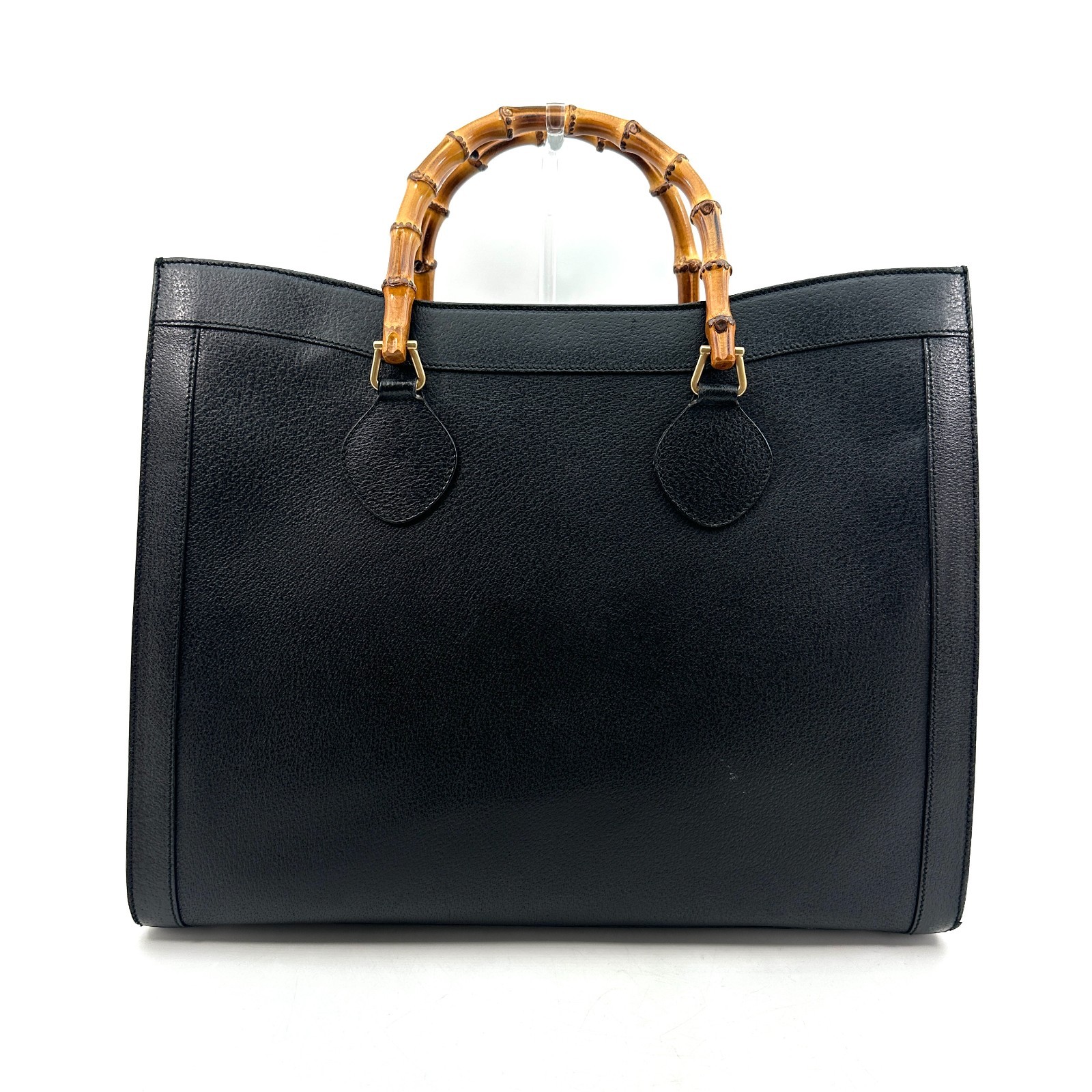 Gucci Diana Bamboo Tote Bag Hand Bag Leather Black Large Authentic