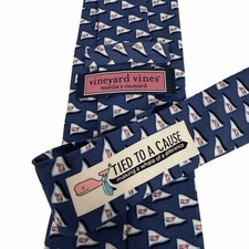Vineyard Vines Men's Tie Tied To A Cause Nautical Whale Flag 3.25" W x 59" L 