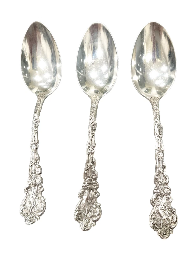 3 cucharas de sopa/desierto ovaladas de plata esterlina Gorham Versailles +/- 5 onT 7+ en L. Foto 3 de 4