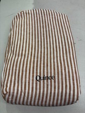 Quince European Linen Stripe Duvet Cover in Terracotta / White - Full / Queen