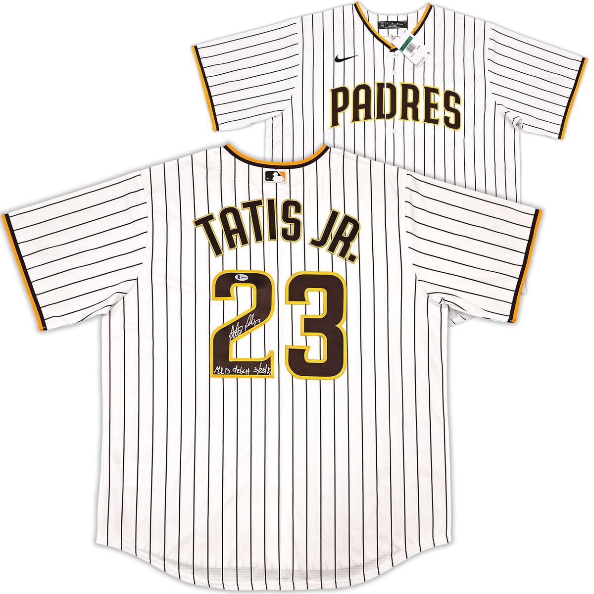 Padres Fernando Tatis Jr. Auto White Pinstripes Nike Jersey XL MLB