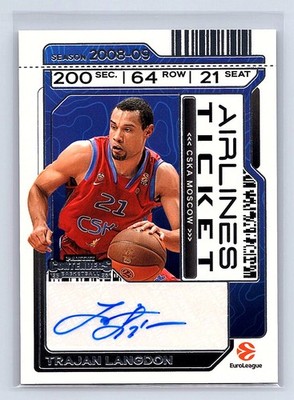 Trajan Langdon 2025-26 Contenders EuroLeague #LNG Airlines Ticket Auto
