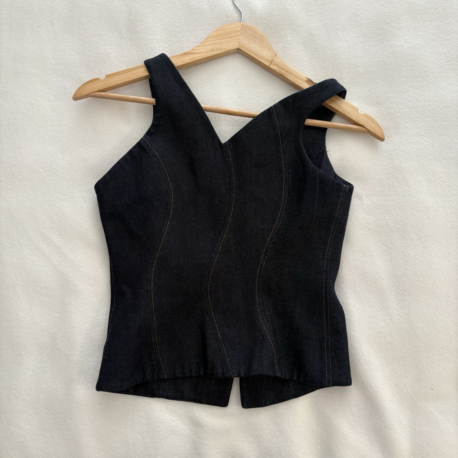 AYA MUSE Alis cotton denim Zip Up Structured Top Size XS 6 8 AU $700 image 5