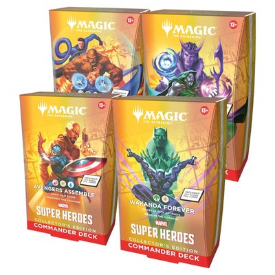 (Premium Collector) -Set of 4- Commander Decks Marvel Super Heroes MSH MTG