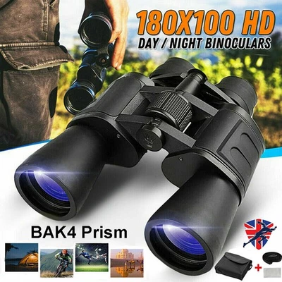 180x100 HD Military Zoom High Power Binoculars Day/Night Optics Hunting + Case - Image 1 of 4