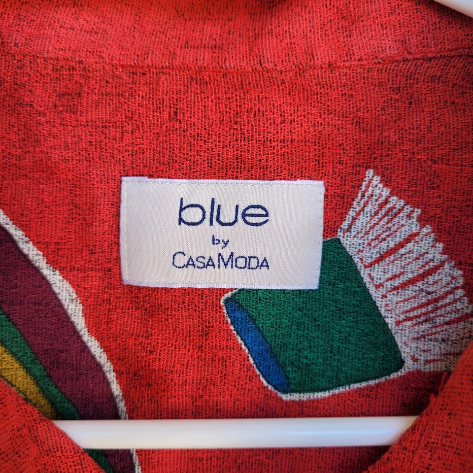 CASA MODA Mens XL Barber All Over Print city Rayon Shirt Aloha Camp Vgt 90s Y2K - Image 3 of 4