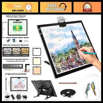 Rechargeable A3 Light Pad for Diamond Painting & Tracing - Dimmable, 6 Brightnes