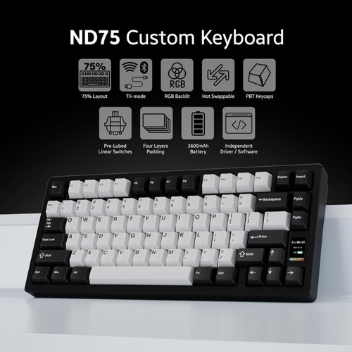 Not Defined ND75 Mechanical Keyboard 75% Aluminum Wireless Gaming Keyboard - Afbeelding 2 van 2