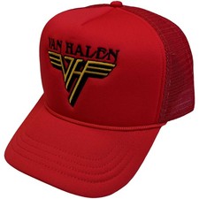 Van Halen Text & Classic Logo Red Trucker Cap NEW OFFICIAL